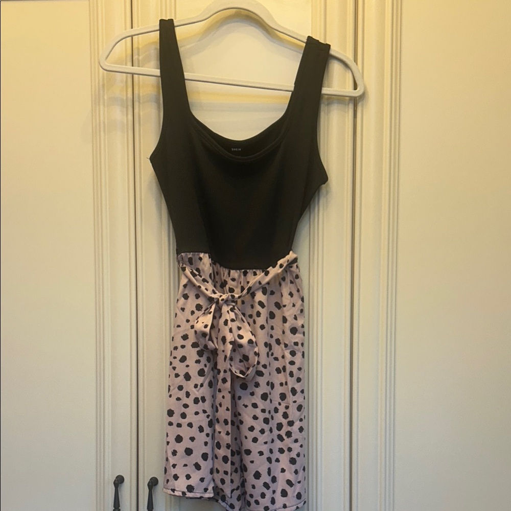 SHEIN Black and Pink Spotted Jumpsuit